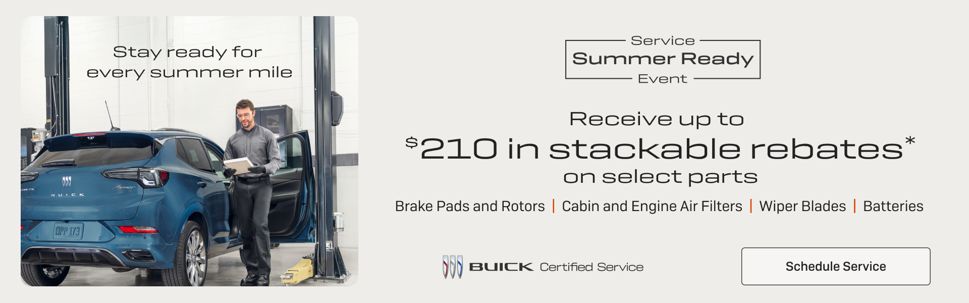 Receive up to $210 in stackable rebates* on select parts